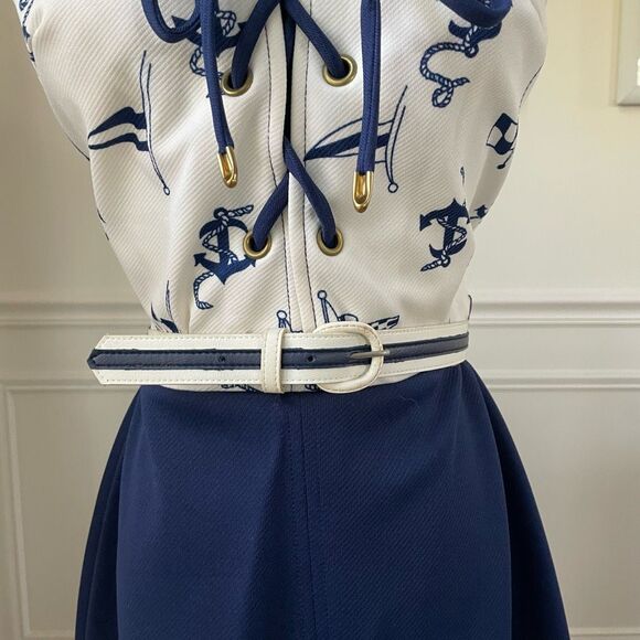 Vintage 70s Jerell of Texas Nautical A-line Dress XS - Picture 3 of 10